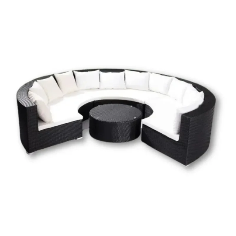 Salotto Atollo con cuscini in ecopelle 7 px (1 mezzaluna+1 tavolino+cuscini seduta e schiena)