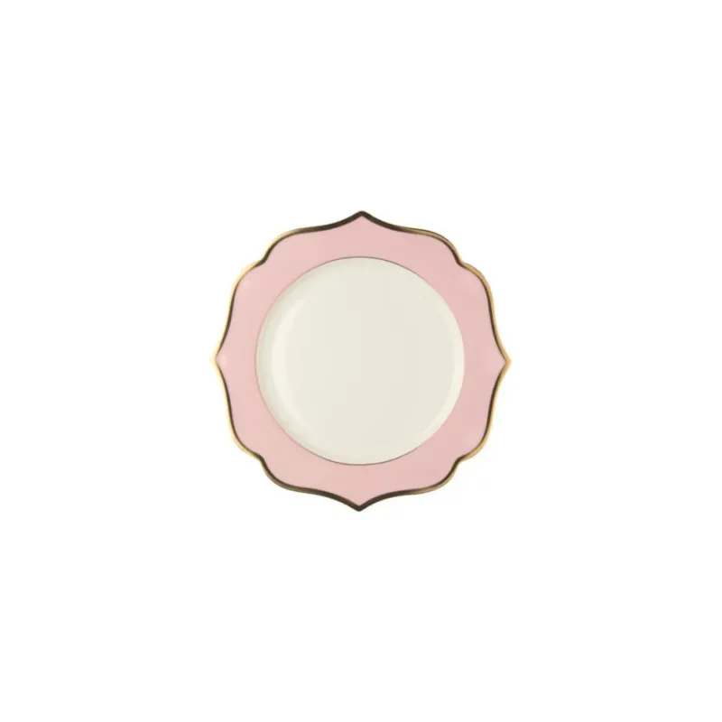 Piatto pane Ionica rosa filo oro (d) cm 17